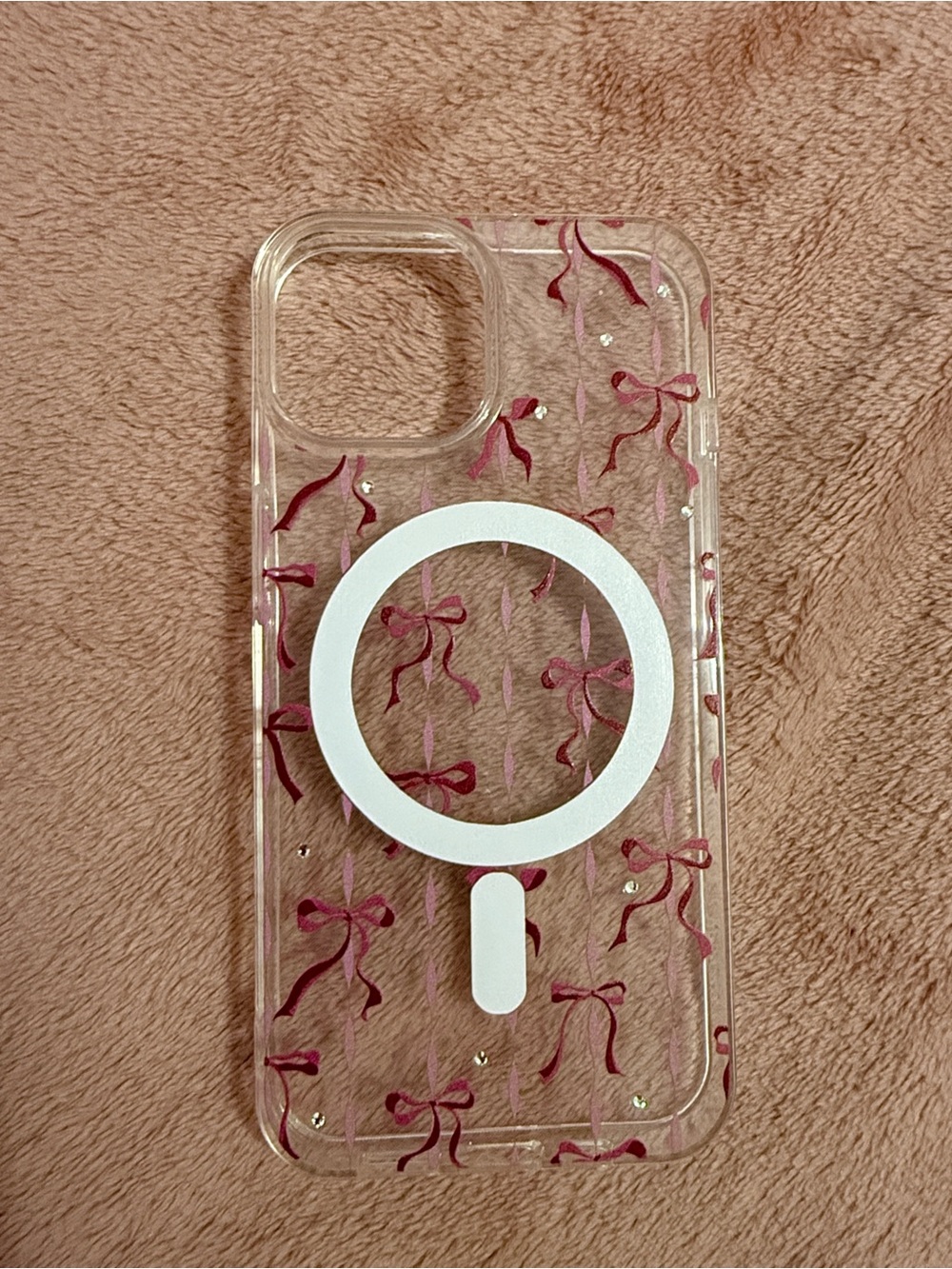 Clear iPhone Case with Pink Ribbon Design - MagSafe Compatible